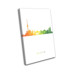 Berlin Skyline Geometric Modern City SINGLE  Canvas Art Print Box Framed Picture Wall Hanging