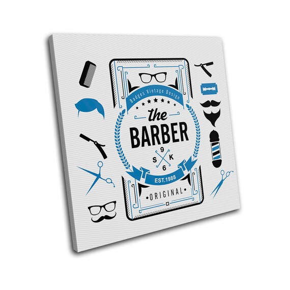 Hipster Male Grooming Barber Shop Urban SINGLE CANVAS WALL ART Picture Print 