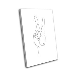 Peace Hand Line Abstract Illustration SINGLE  Canvas Art Print Box Framed Picture Wall Hanging
