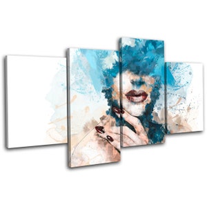 Abstract Beauty Salon Makeup Fashion MULTI  Canvas Art Print Box Framed Picture Wall Hanging