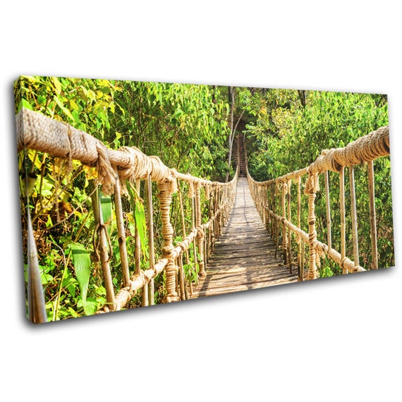 Buy Bamboo Rope Bridge Forest Landscapes SINGLE Canvas Art Print Box Framed  Picture Wall Hanging Online in India 