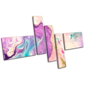 Watercolour Marble Abstract Fashion MULTI  Canvas Art Print Box Framed Picture Wall Hanging