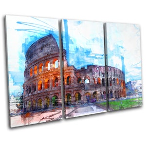 Rome Colosseum Iconic Landmarks TREBLE  Canvas Art Print Box Framed Picture Wall Hanging