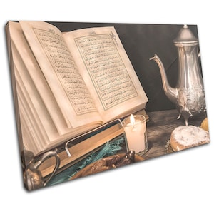 Islam Muslim Quran Vintage Religion SINGLE  Canvas Art Print Box Framed Picture Wall Hanging