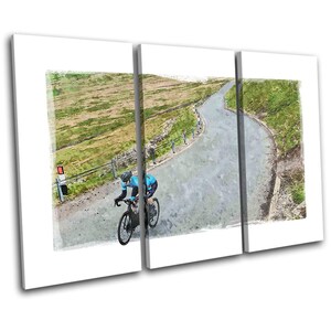 Cycling Paint Velo Racing Sports TREBLE  Canvas Art Print Box Framed Picture Wall Hanging