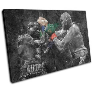 Boxing Grunge Wilder Fury Sports SINGLE  Canvas Art Print Box Framed Picture Wall Hanging