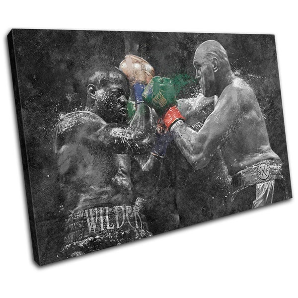 Boxing Grunge Wilder Fury Sports SINGLE  Canvas Art Print Box Framed Picture Wall Hanging