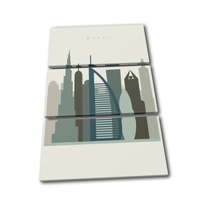 Dubai UAE Landmark Skyline modern City TREBLE  Canvas Art Print Box Framed Picture Wall Hanging