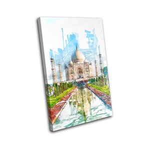 Taj Mahal Iconic Landmarks SINGLE  Canvas Art Print Box Framed Picture Wall Hanging