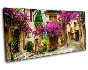 French Village Provence Landscapes SINGLE  Canvas Art Print Box Framed Picture Wall Hanging