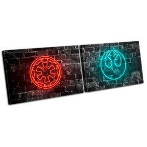 Star Wars Neon Symbol Movie Greats MULTI  Canvas Art Print Box Framed Picture Wall Hanging