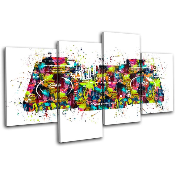 Abstract CDJ Decks Music Bar DJ Club MULTI 4 Canvas Art Print Box