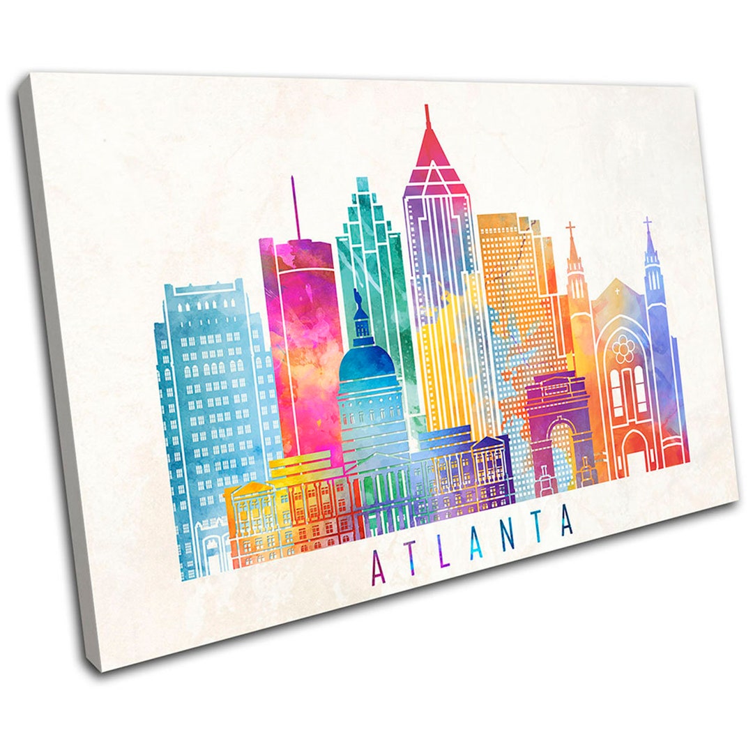 Georgia Abstract Atlanta Georgia Abstract Grunge City SINGLE Canvas Art Print Box Framed ...