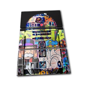 Star Wars Droid R2D2 Urban Graffiti TREBLE  Canvas Art Print Box Framed Picture Wall Hanging