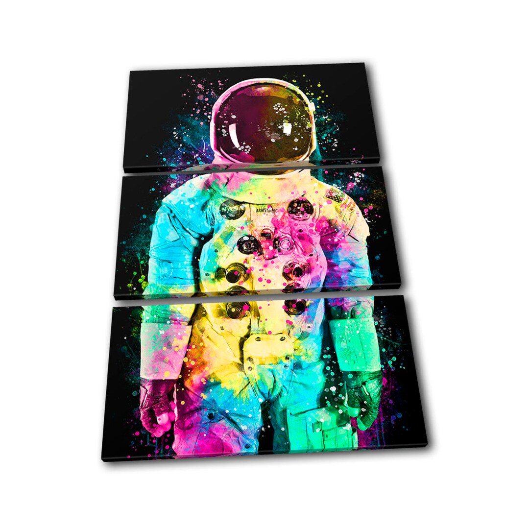 Colourful Space Astronaut NASA Abstract TREBLE Canvas Art Print Box ...