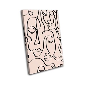 Abstract Face Natural Line Art Abstract SINGLE  Canvas Art Print Box Framed Picture Wall Hanging