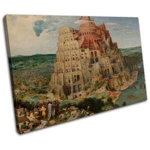 Pieter Bruegel Tower of Babel Vintage SINGLE  Canvas Art Print Box Framed Picture Wall Hanging