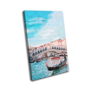 Rialto Bridge Venice Italy Landmarks SINGLE  Canvas Art Print Box Framed Picture Wall Hanging