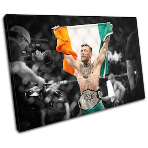Conor McGregor UFC MMA Grunge Abstract Irish Flag Sports Canvas Art Print Box Framed Picture Wall Hanging