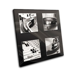 Montage Technics Collage Decks Vinyl Turn Tables DJ Club Canvas Art Print Box Framed Picture Wall Hanging