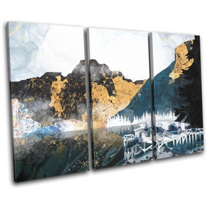 Abstract Mountain Nature Landscapes TREBLE  Canvas Art Print Box Framed Picture Wall Hanging