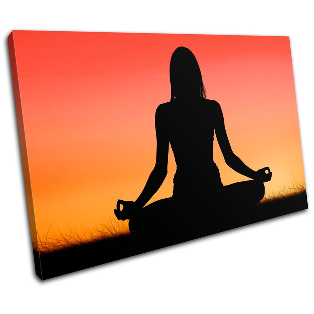 Yoga Peace Meditation Sunset Abstract SINGLE Canvas Art Print Box ...