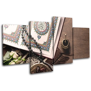 Islam Muslim Quran Colourful Religion MULTI  Canvas Art Print Box Framed Picture Wall Hanging