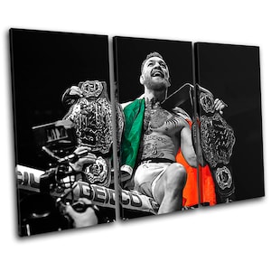 Conor McGregor UFC Pop Art Comic Sports TREBLE  Canvas Art Print Box Framed Picture Wall Hanging