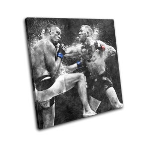 Conor McGregor Vs Nate Diaz UFC MMA Grunge Urban Sports Canvas Art Print Box Framed Picture Wall Hanging