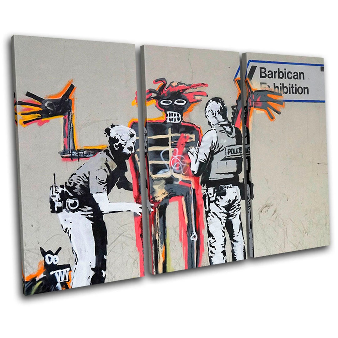Police Tribal Abstract Banksy Street TREBLE Canvas Art Print Box