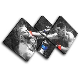 Nate Diaz Conor McGregor Grunge Sports MULTI  Canvas Art Print Box Framed Picture Wall Hanging