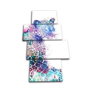 Abstract Wild Leopard Paint Animals MULTI  Canvas Art Print Box Framed Picture Wall Hanging