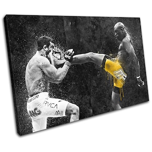 Anderson Silva UFC MMA Grunge Abstract Sports Canvas Art Print Box Framed Picture Wall Hanging