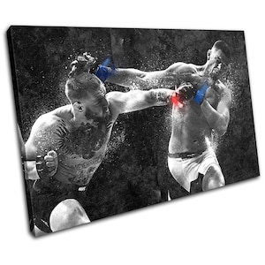Conor Mcgregor Vs Nate Diaz UFC MMA Grunge Abstract Sports Canvas Art Print Box Framed Picture Wall Hanging