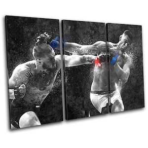 Conor Mcgregor Vs Nate Diaz UFC MMA Grunge Abstract Sports Canvas Art Print Box Framed Picture Wall Hanging