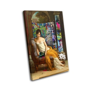 Juliette Recamier Urban Graffiti SINGLE  Canvas Art Print Box Framed Picture Wall Hanging