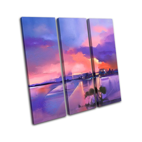 Oil Painting Abstract Sunset Landscapes TREBLE Canvas Art - Etsy