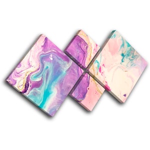 Watercolour Marble Abstract Fashion MULTI  Canvas Art Print Box Framed Picture Wall Hanging