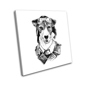 Hipster Urban Dog Jack Russell Vintage SINGLE  Canvas Art Print Box Framed Picture Wall Hanging