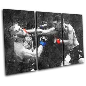 Nate Diaz Conor McGregor Grunge Sports TREBLE  Canvas Art Print Box Framed Picture Wall Hanging