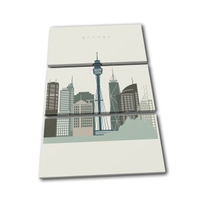 Sydney Australia Landmark Skyline City TREBLE  Canvas Art Print Box Framed Picture Wall Hanging