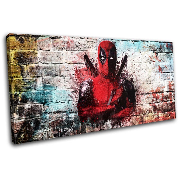 Deadpool 2 Graffiti Urban Grunge Ryan Reynolds Movie Greats Canvas Art Print Box Framed Picture Wall Hanging