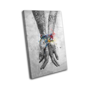 Concrete Hands Ribbon Urban Graffiti SINGLE  Canvas Art Print Box Framed Picture Wall Hanging
