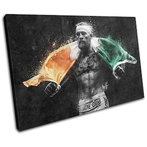 Conor McGregor UFC MMA Grunge Abstract Irish Flag Sports Canvas Art Print Box Framed Picture Wall Hanging