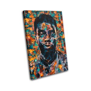 Chadwick Boseman Abstract Movie Greats SINGLE  Canvas Art Print Box Framed Picture Wall Hanging