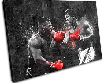 Dream Fight Boxing Grunge Abstract Muhammad Ali Mike Tyson Sports Canvas Art Print Box Framed Picture Wall Hanging