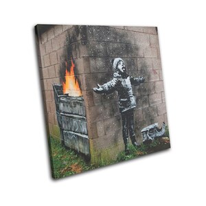 Snow Urban Graffiti Banksy Street SINGLE  Canvas Art Print Box Framed Picture Wall Hanging