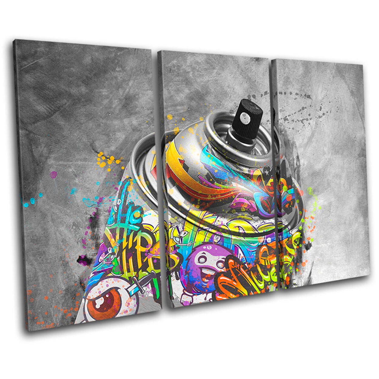 Urban Paint Spray Can Graffiti TREBLE Canvas Art Print Box Framed