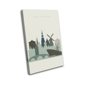 Amsterdam Holland Landmark Skyline City SINGLE  Canvas Art Print Box Framed Picture Wall Hanging
