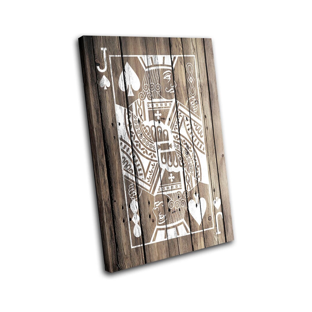Wood Effect Jack of Spades Gaming SINGLE Canvas Art Print Box Framed ...